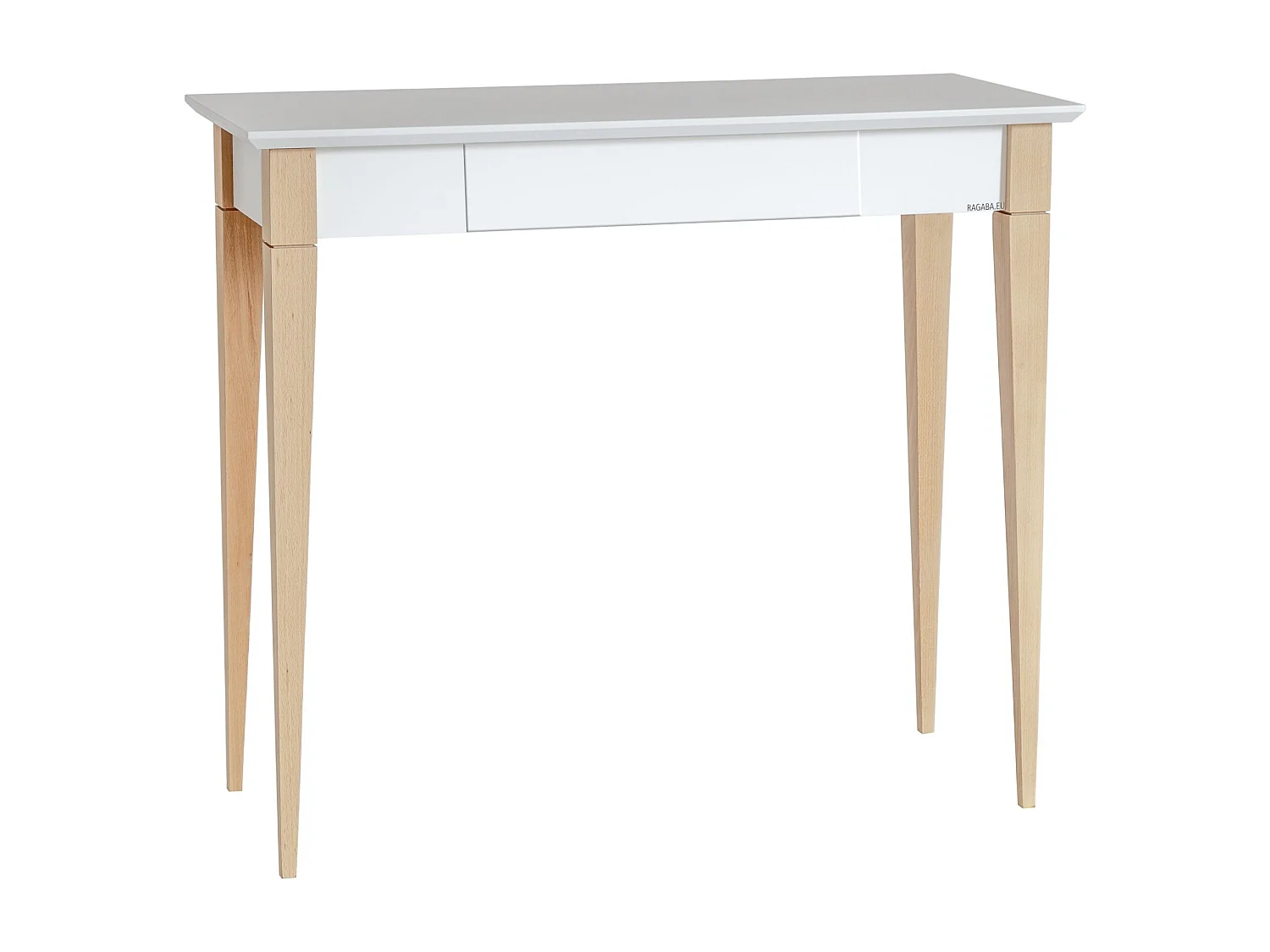 Lille skrivebord med skuffe 85x40 cm Mimo Hvid | Ben i bøgetræ