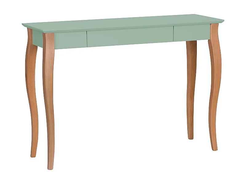 Petit bureau avec tiroir 105 x 40 cm Lillo Vert Sauge | Pieds en hêtre