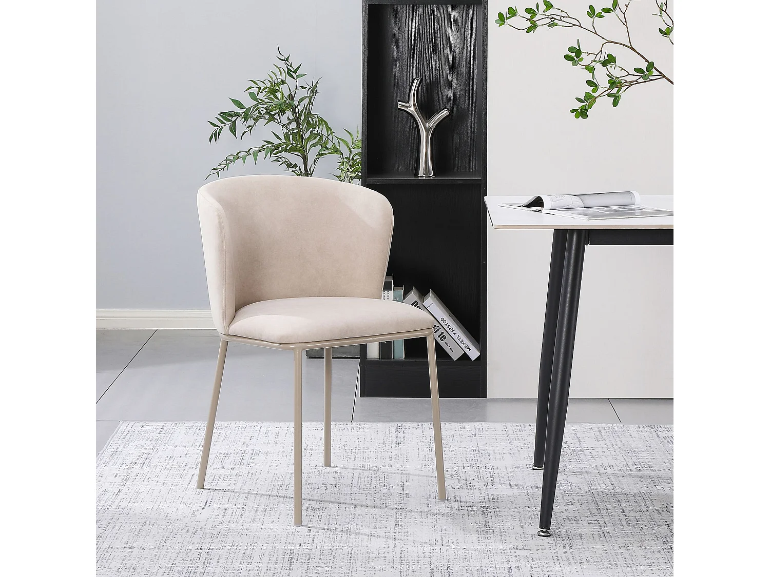 Chaise rembourrée – velours facile d’entretien beige – CARBLE