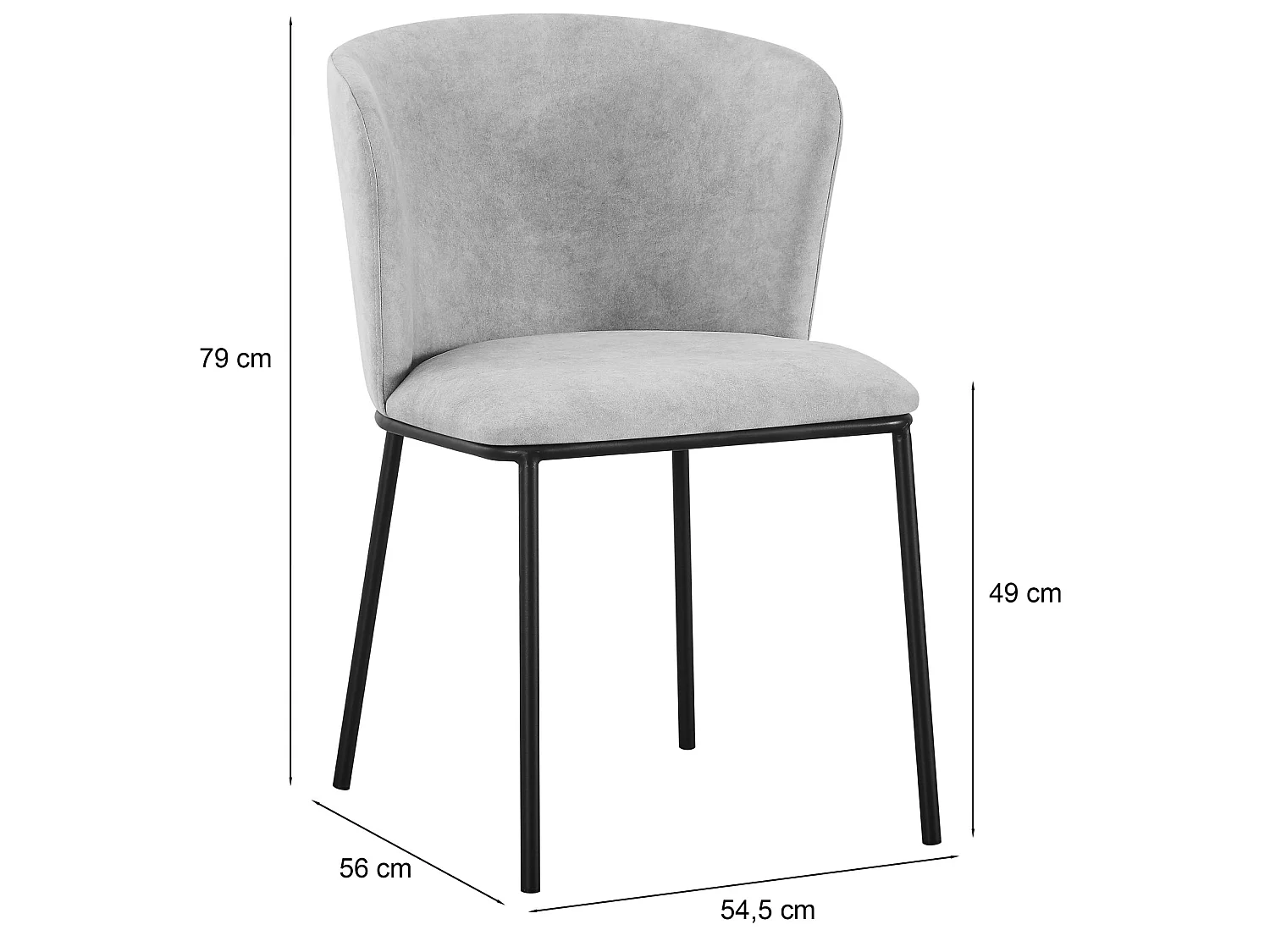 Stoel – onderhoudsvriendelijke bekleding – velours – lichtgrijs – CARBLE