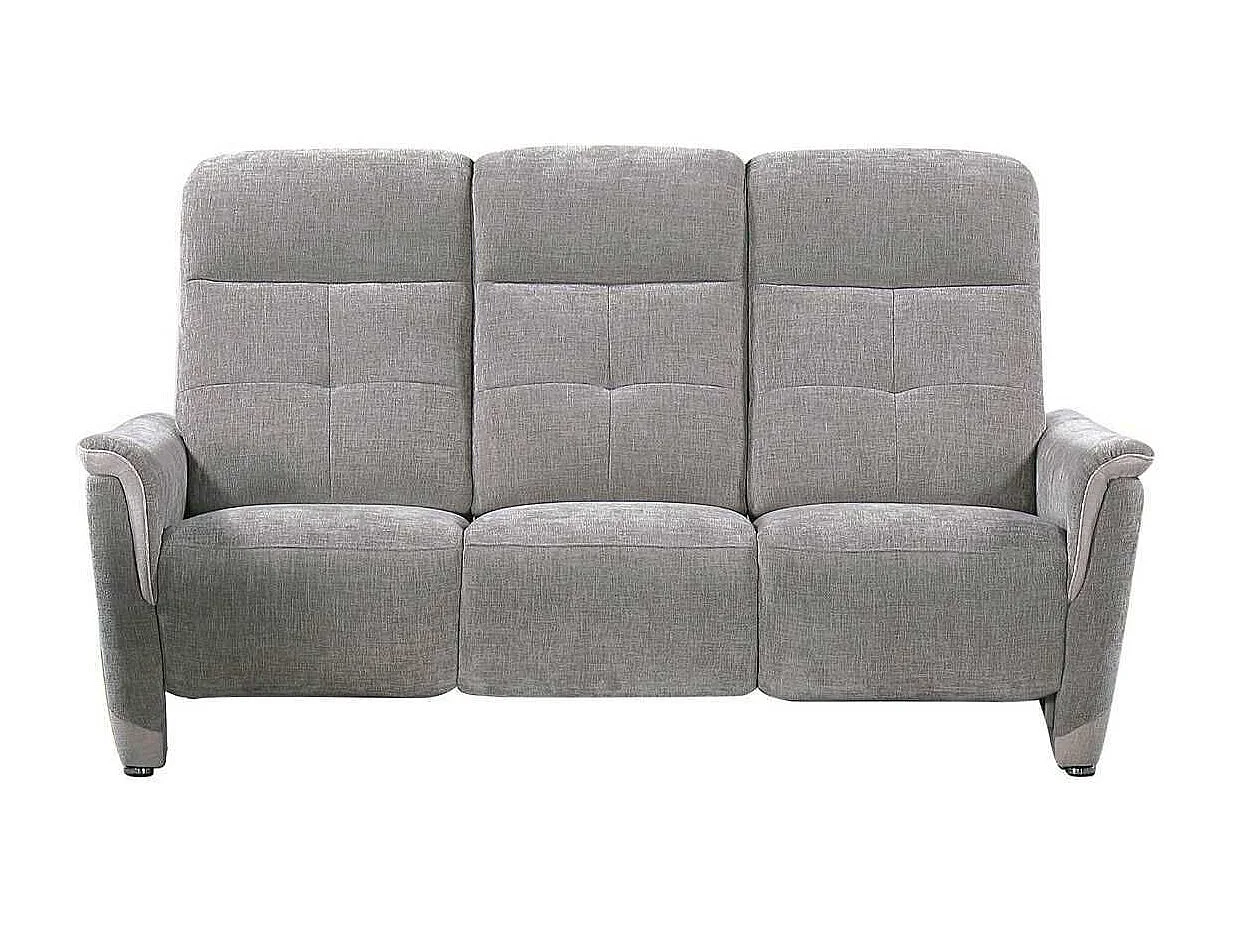 Ensemble canapé relax électrique 3 places + canapé fixe 2 places tissu maillé gris - AUSTRAL