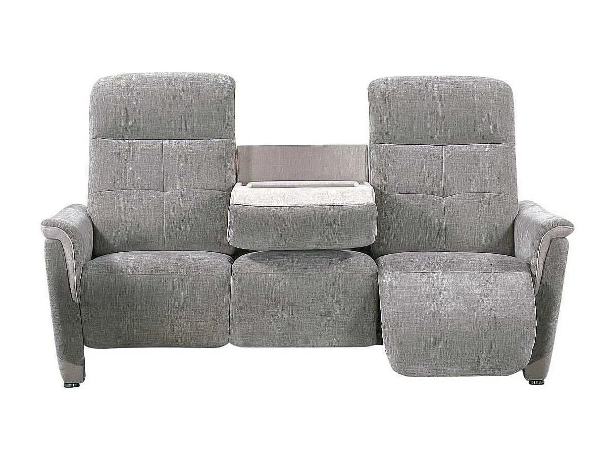 Ensemble canapé relax électrique 3 places + canapé fixe 2 places tissu maillé gris - AUSTRAL