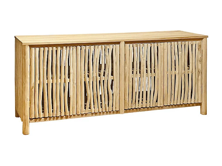 Buffet L. 180 cm 4 portes en teck massif et bois flotté – MARIANO