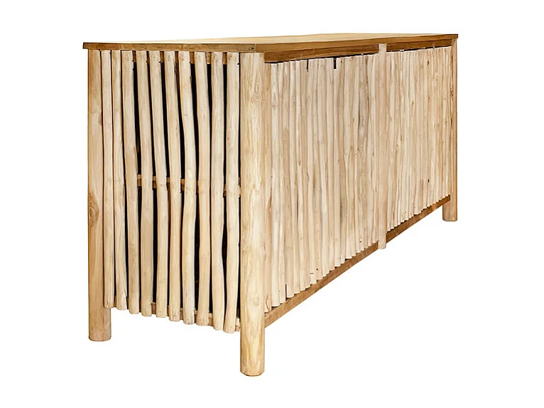 Buffet L. 180 cm 4 portes en teck massif et bois flotté – MARIANO