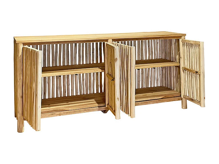 Buffet L. 180 cm 4 portes en teck massif et bois flotté – MARIANO