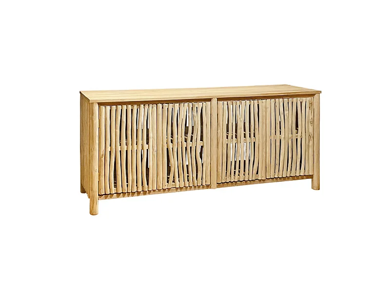 Buffet L. 180 cm 4 portes en teck massif et bois flotté – MARIANO