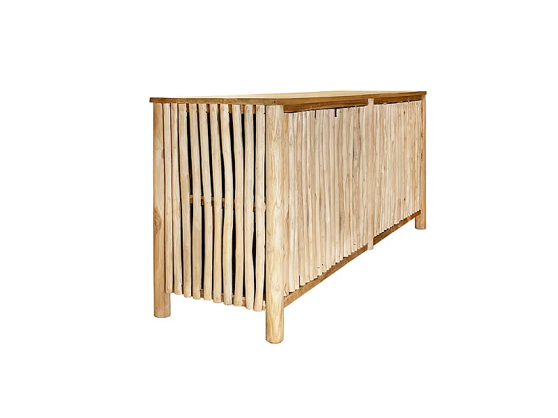 Buffet L. 180 cm 4 portes en teck massif et bois flotté – MARIANO
