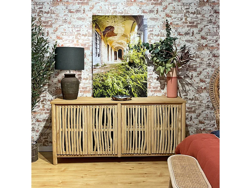 Buffet L. 180 cm 4 portes en teck massif et bois flotté – MARIANO