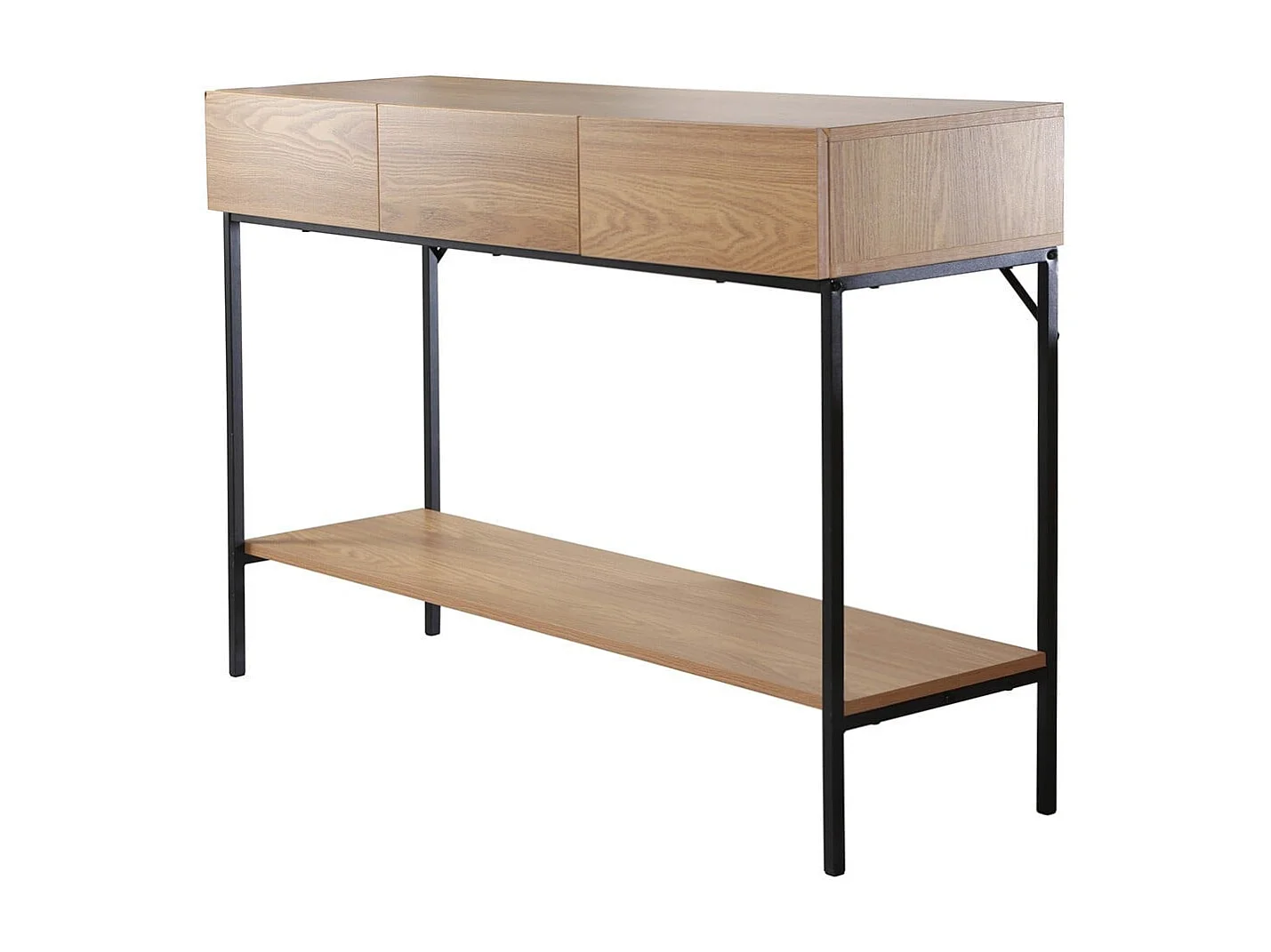 Console 3 tiroirs avec 1 tablette décor bois et métal L120 cm TESSA