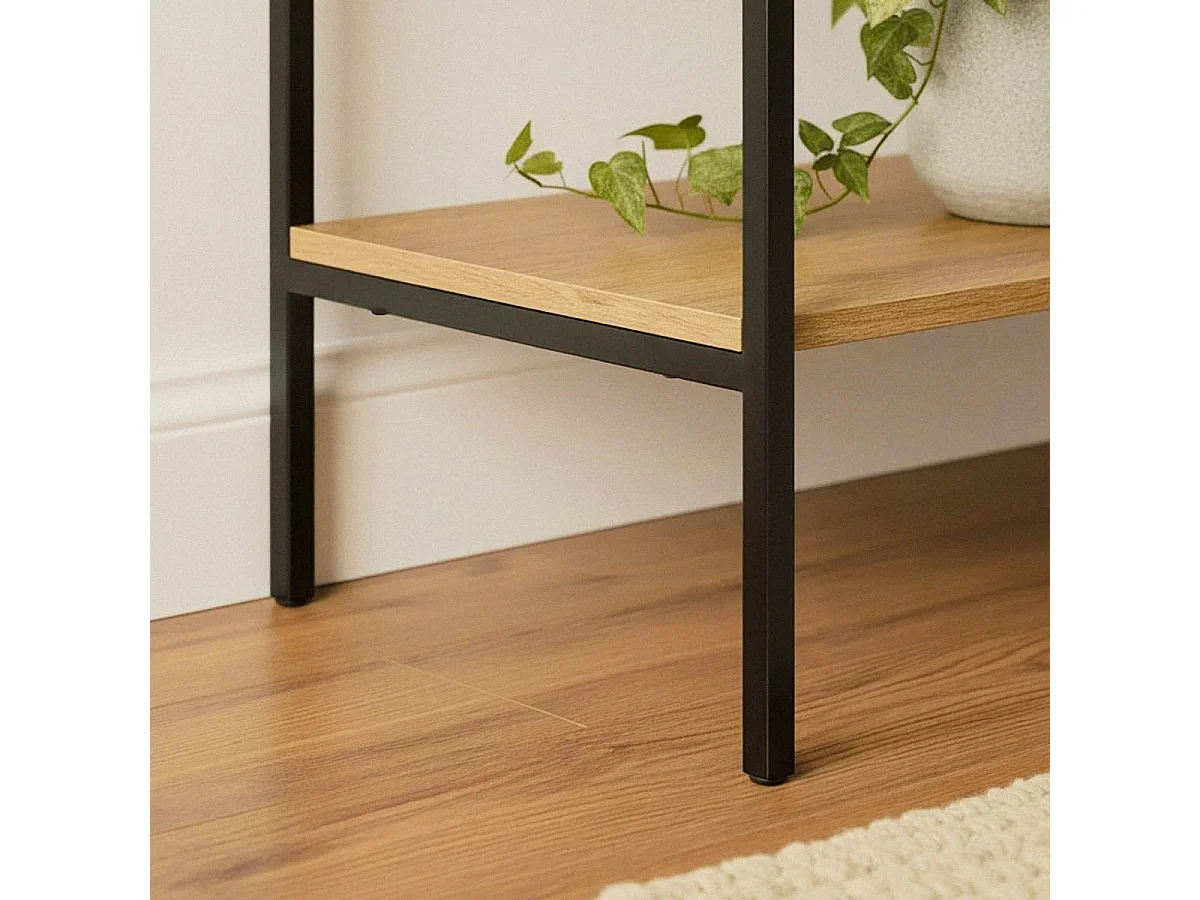 Consola de 3 cajones con 1 estante inferior, decoración de madera y metal negro, L120 cm - TESSA