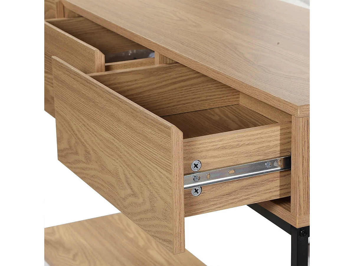 Consola de 3 cajones con 1 estante inferior, decoración de madera y metal negro, L120 cm - TESSA