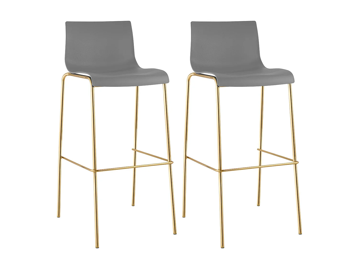 Lot de 2  Tabouret de bar - Plastique & Antique foncé - Gris - Hover