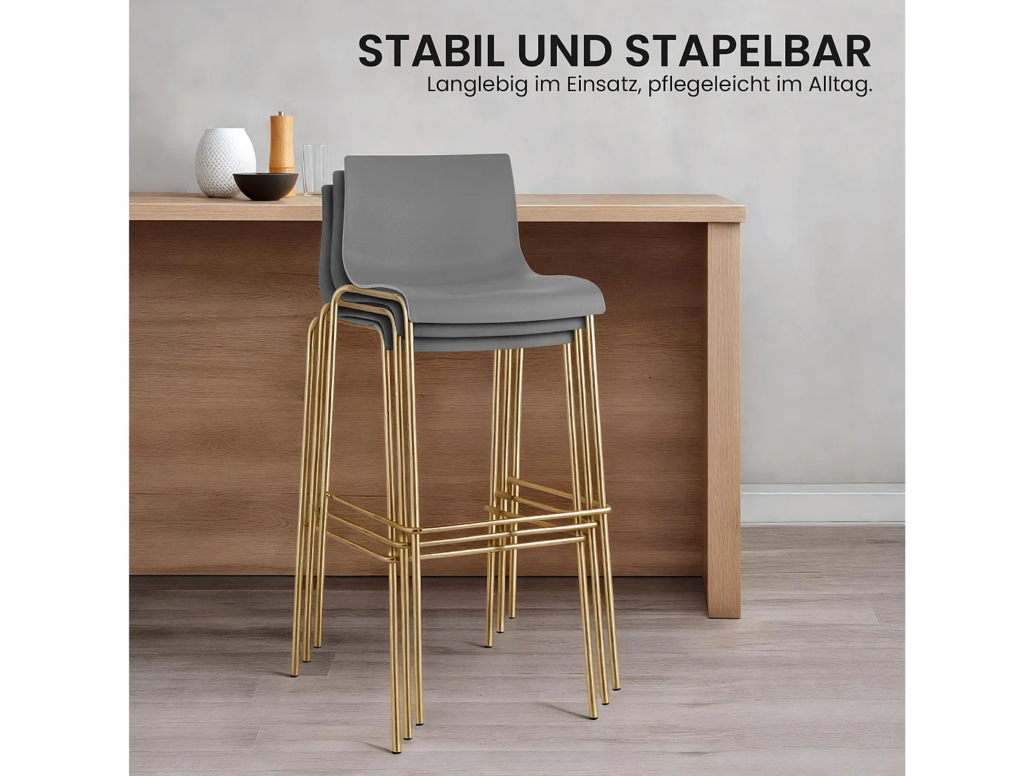 Lot de 2  Tabouret de bar - Plastique & Antique foncé - Gris - Hover