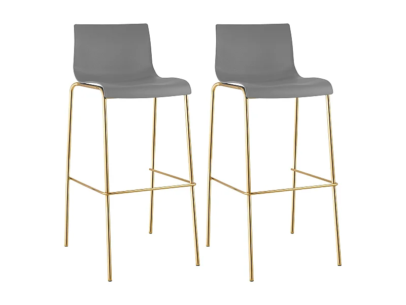 Lot de 2  Tabouret de bar - Plastique & Antique foncé - Gris - Hover