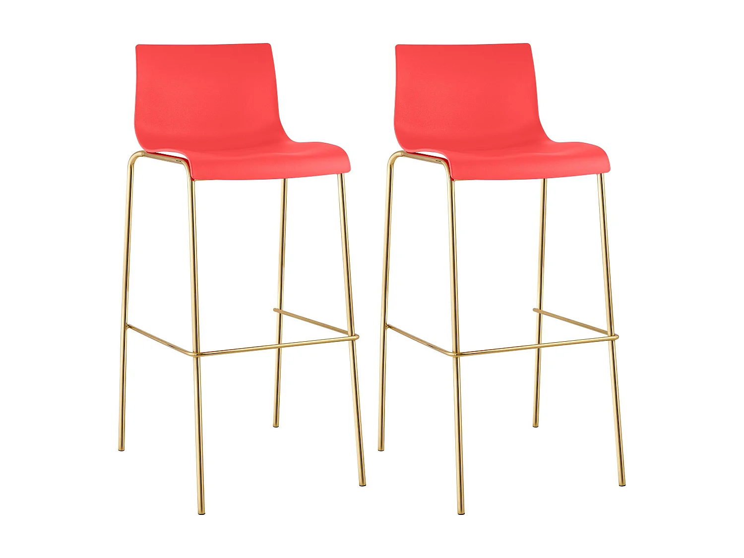 Lot de 2  Tabouret de bar - Plastique & Antique foncé - Rouge - Hover