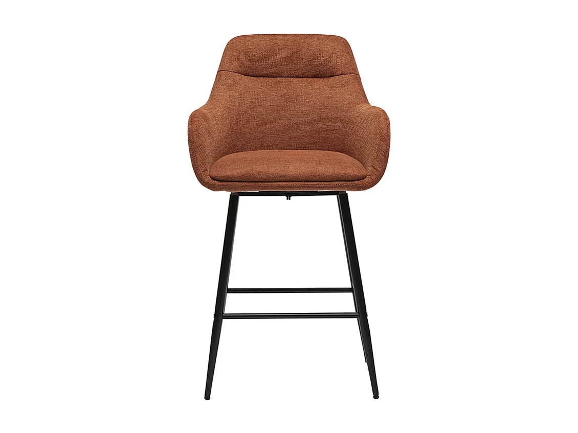 Taburetes de bar giratorios 360° en tela efecto terciopelo texturizado tierra quemada y metal H65.5 cm (juego de 2) ALESS