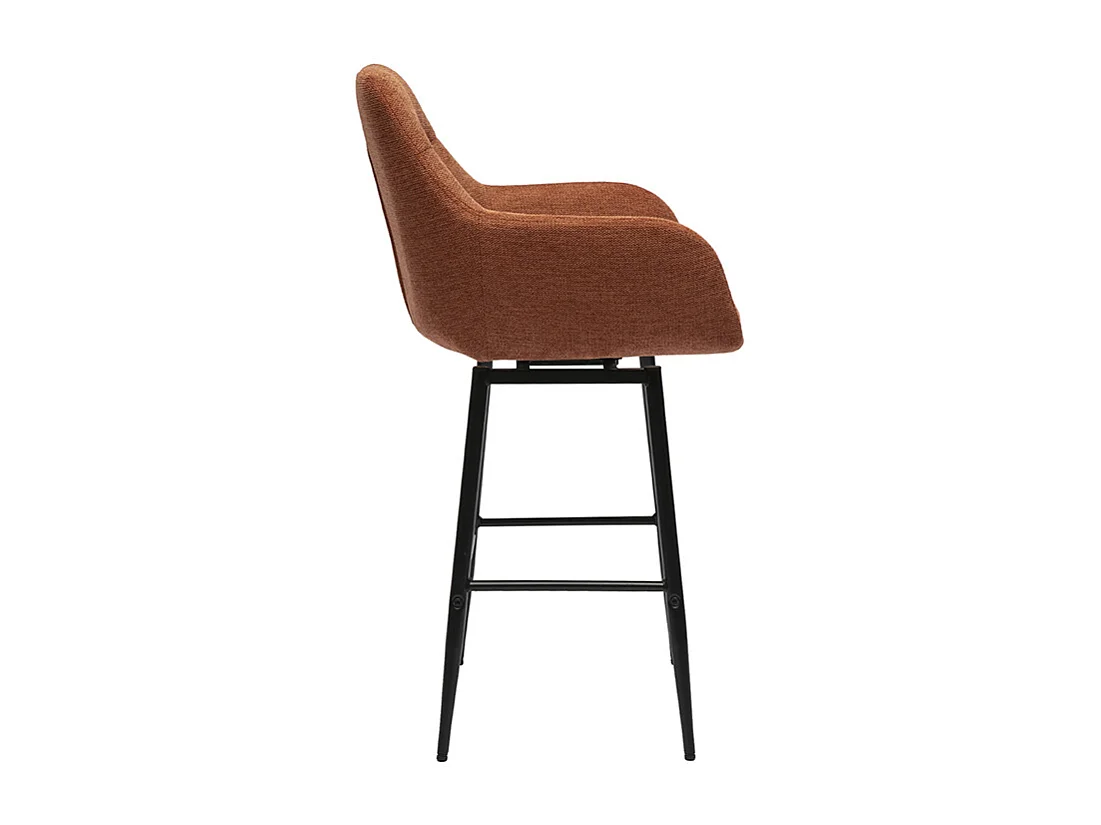 Taburetes de bar giratorios 360° en tela efecto terciopelo texturizado tierra quemada y metal H65.5 cm (juego de 2) ALESS