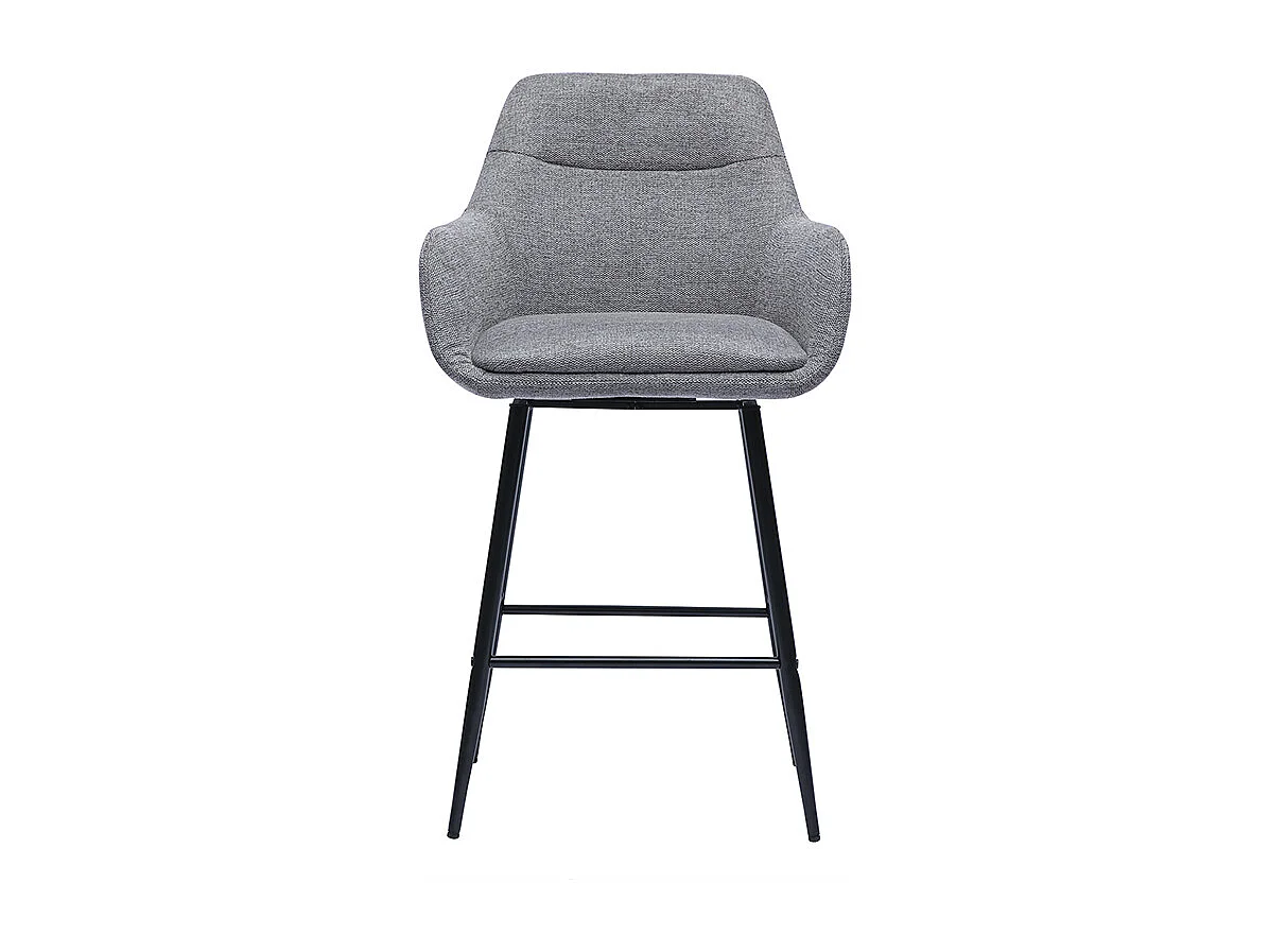 Taburetes de bar giratorios 360° en tela efecto terciopelo texturizado gris y metal H65.5 cm (paquete de 2) ALESS