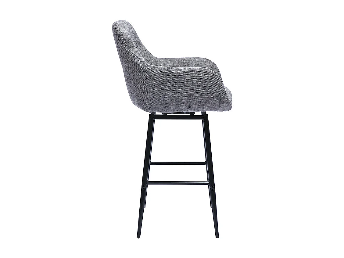 Taburetes de bar giratorios 360° en tela efecto terciopelo texturizado gris y metal H65.5 cm (paquete de 2) ALESS