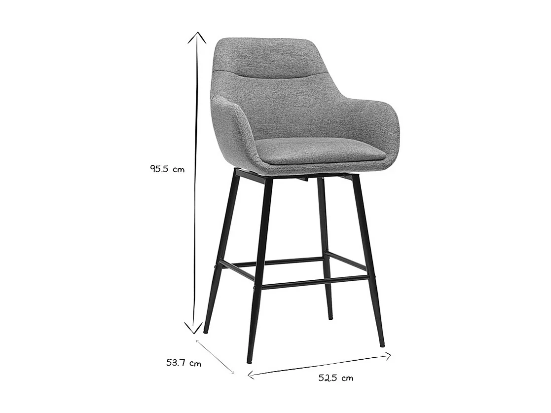Taburetes de bar giratorios 360° en tela efecto terciopelo texturizado gris y metal H65.5 cm (paquete de 2) ALESS