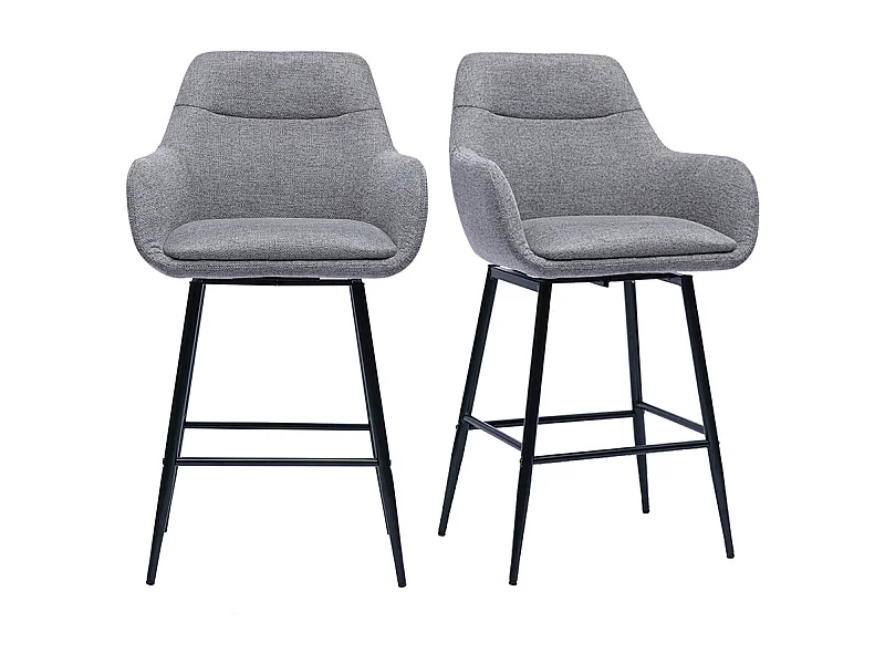 Sgabelli da bar girevoli 360° in tessuto effetto velluto grigio e metallo H65.5 cm (confezione da 2) ALESS