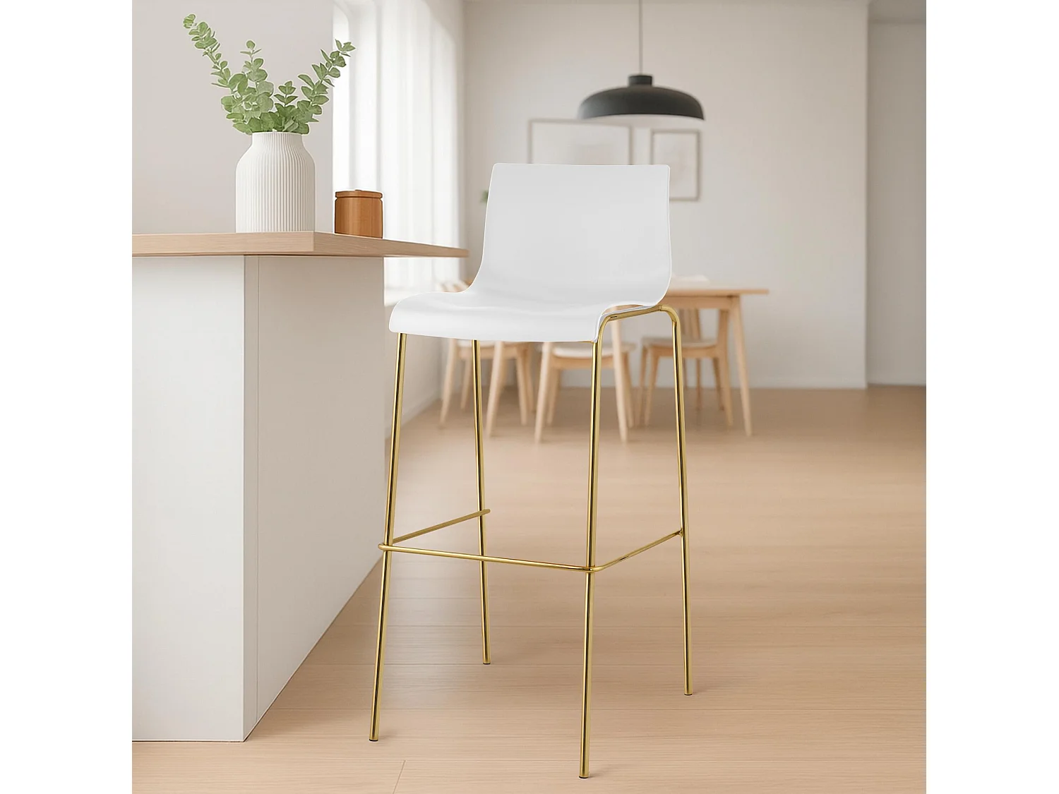 Lot de 2  Tabouret de bar - Plastique & Antique foncé - Blanc - Hover