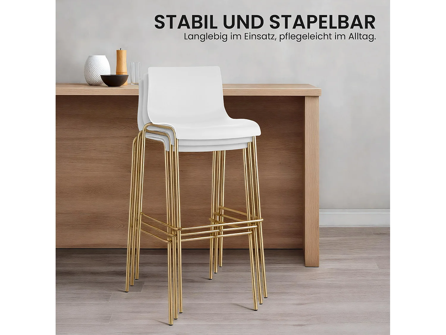 Lot de 2  Tabouret de bar - Plastique & Antique foncé - Blanc - Hover