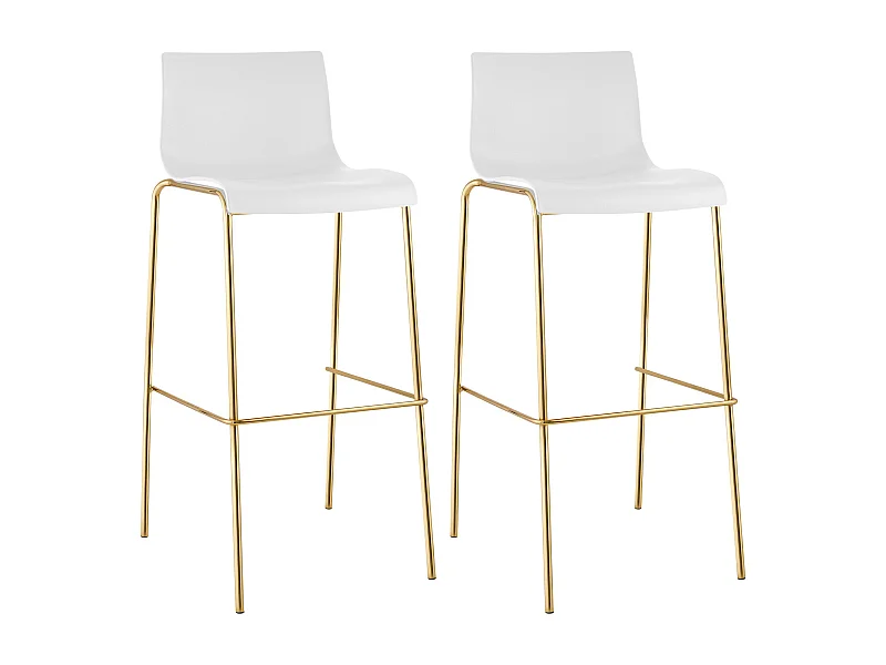 Lot de 2  Tabouret de bar - Plastique & Antique foncé - Blanc - Hover