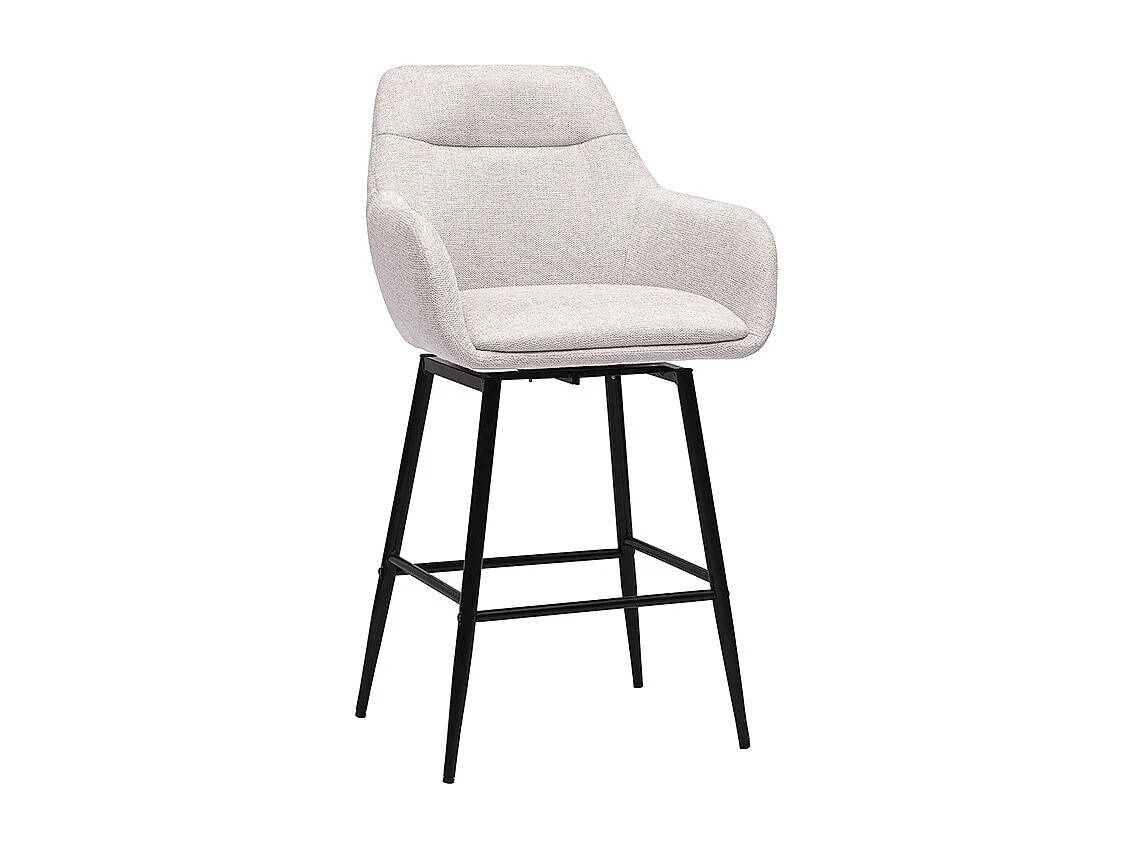 Taburetes de bar giratorios 360° en tela efecto terciopelo texturado beige y metal H65.5 cm (lote de 2) ALESS