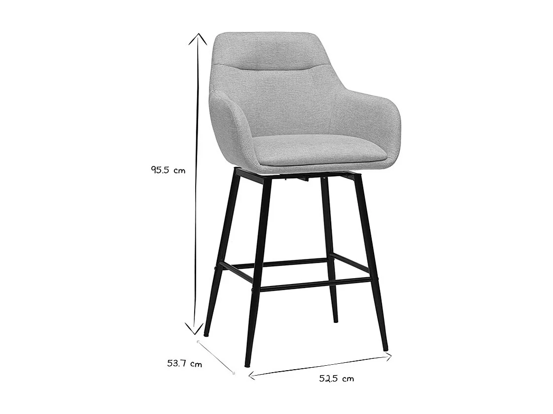 Taburetes de bar giratorios 360° en tela efecto terciopelo texturado beige y metal H65.5 cm (lote de 2) ALESS