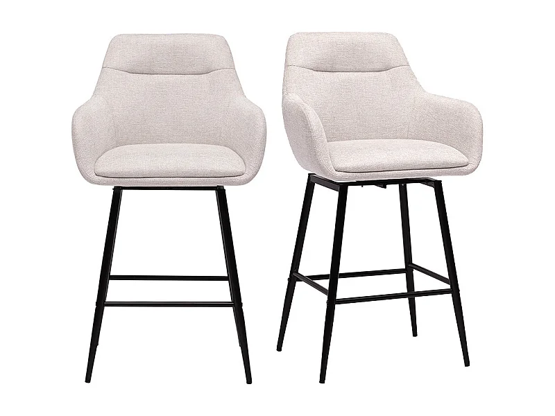 Drehbare Barhocker 360° aus Stoff in Samtoptik beige und Metall H66 cm (2er-Set) ALESS