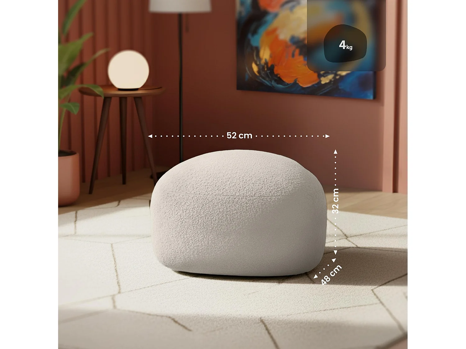 Tabouret - Tissu - Crème - Alfrisa