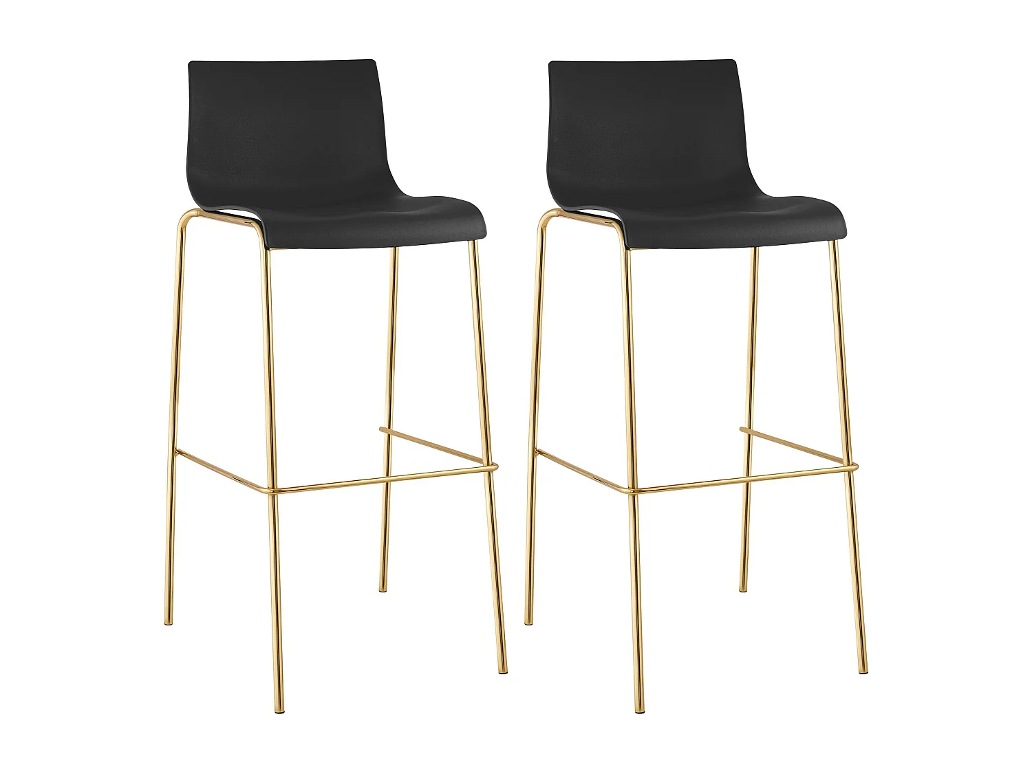 Lot de 2  Tabouret de bar - Plastique & Antique foncé - Noir - Hover