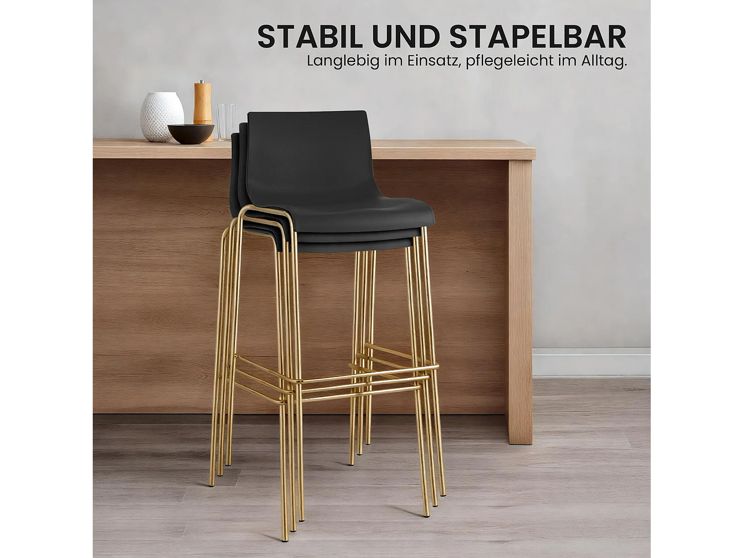 Lot de 2  Tabouret de bar - Plastique & Antique foncé - Noir - Hover