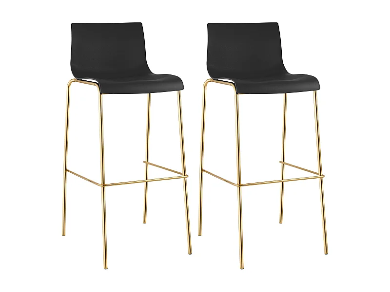 Lot de 2  Tabouret de bar - Plastique & Antique foncé - Noir - Hover
