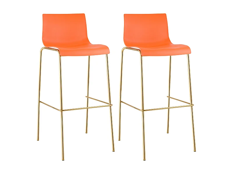 Lot de 2  Tabouret de bar - Plastique & Antique foncé - Orange - Hover