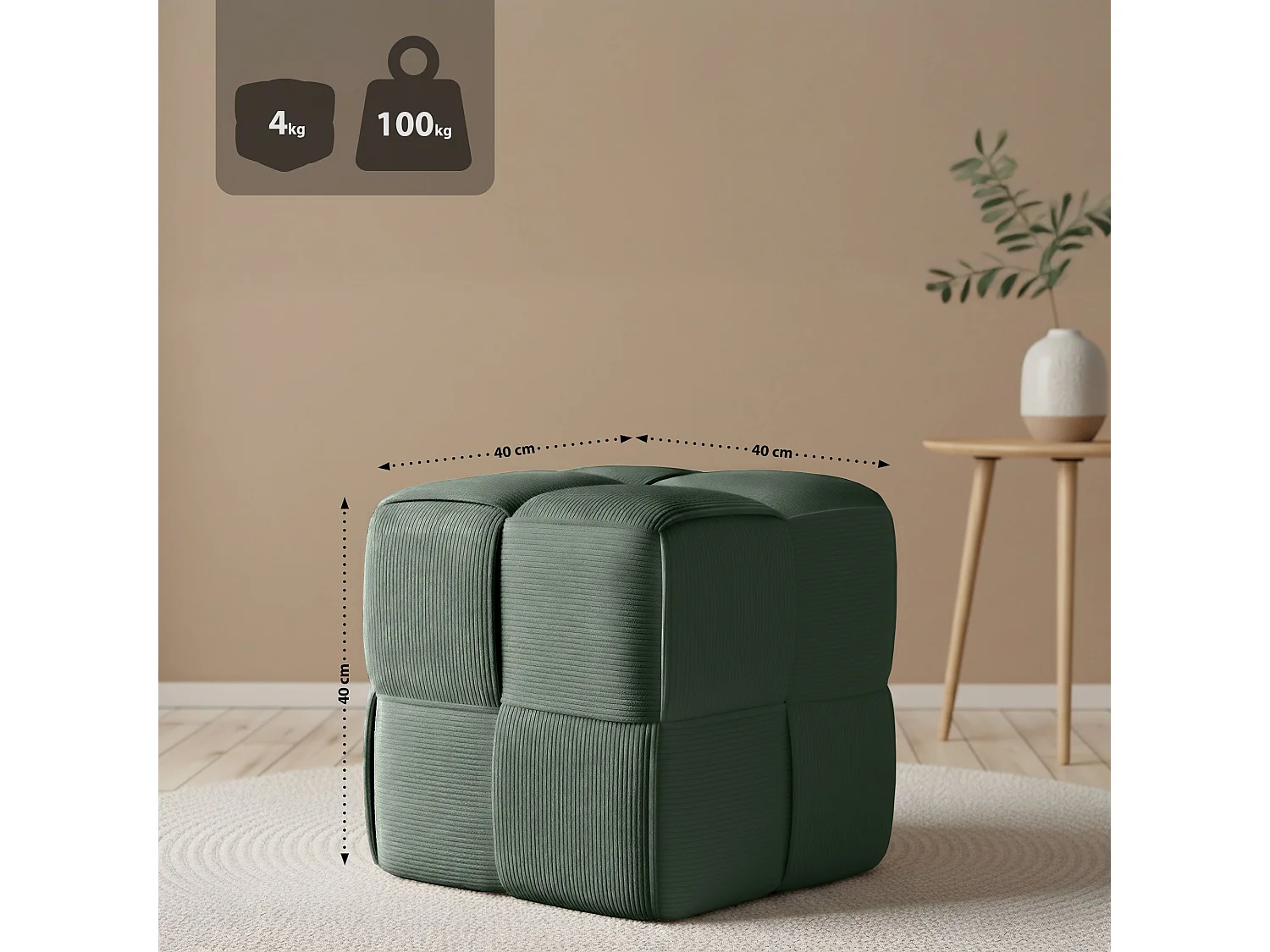 Tabouret - Cordon - Vert foncé - Forinta