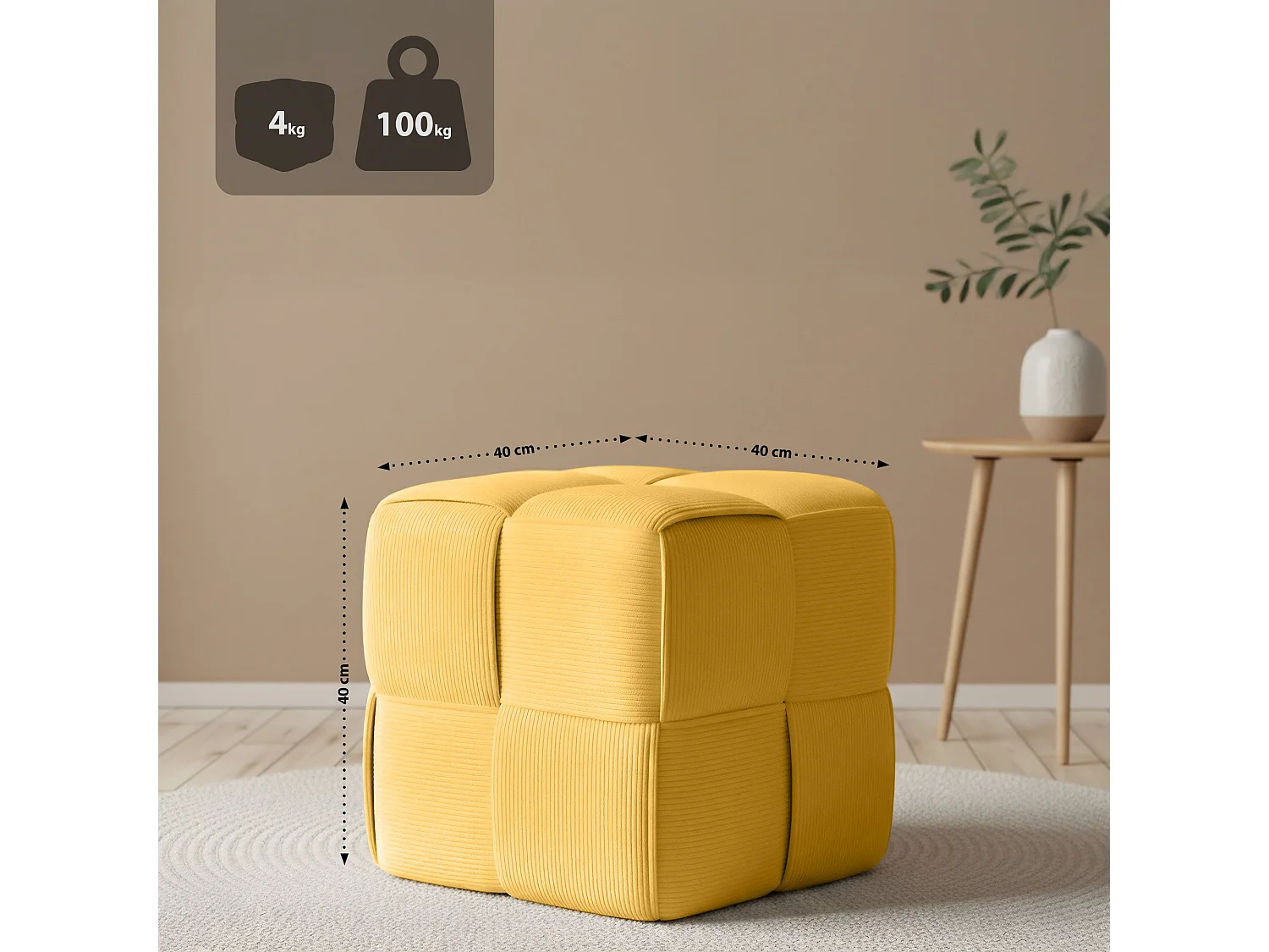 Tabouret - Cordon - Jaune - Forinta