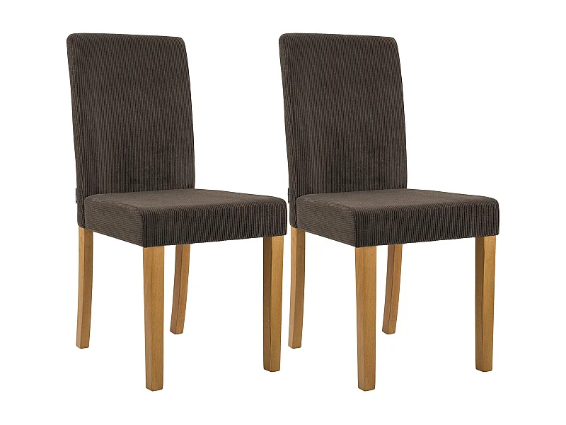 Lot de 2  chaise salle à manger - Cordon & Antique clair - Marron - Ina