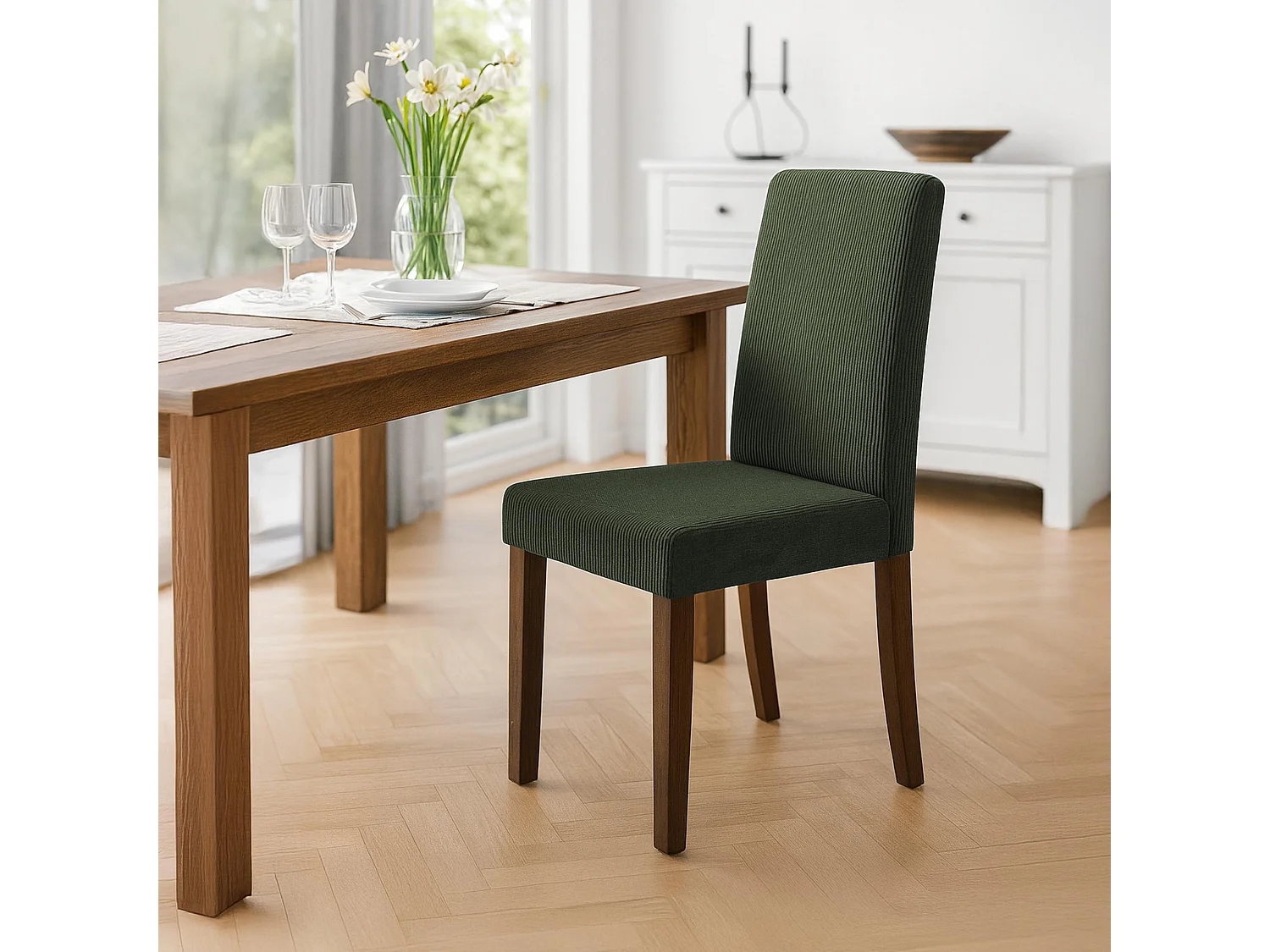 Lot de 2  chaise salle à manger - Cordon & Antique foncé - Vert - Ina