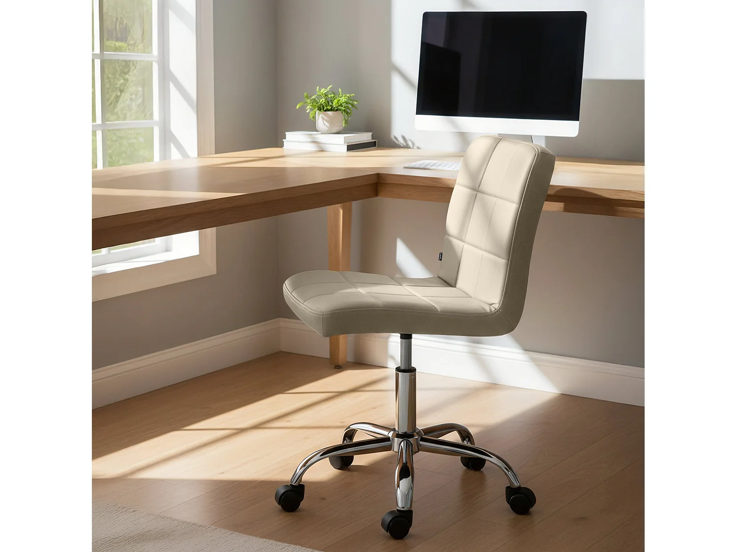 Chaise de bureau - Similicuir - Crème - Darfield