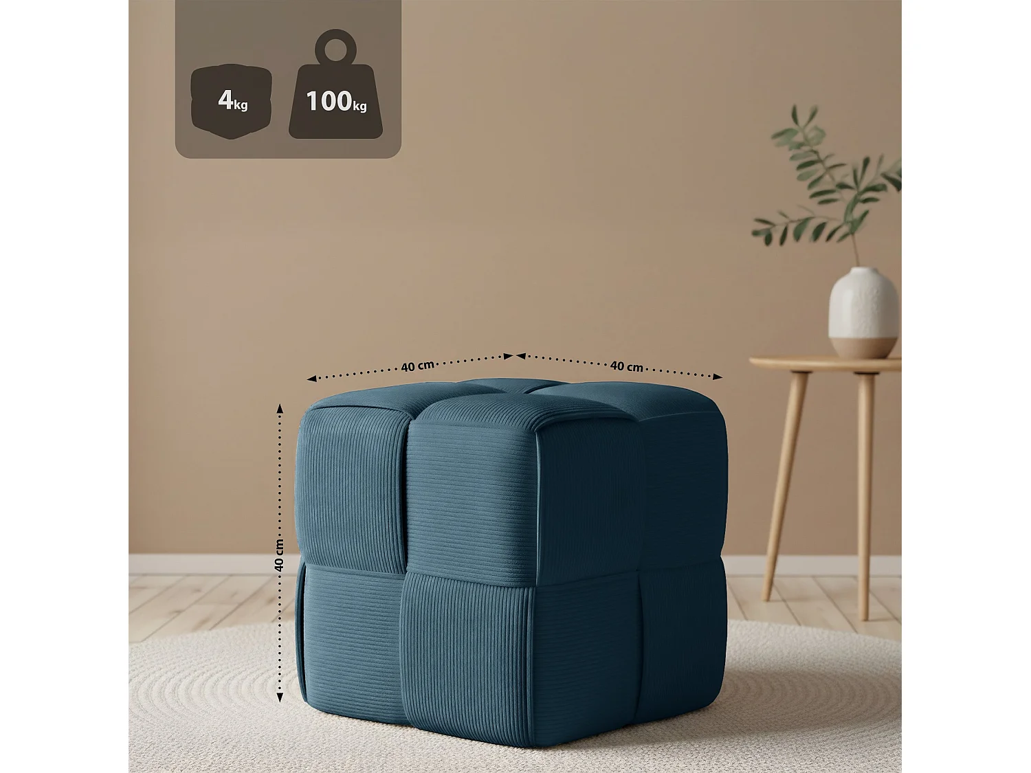 Tabouret - Cordon - Bleu foncé - Forinta