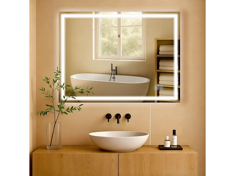 Miroir mural - carré - Verre - 80 x 3.5 cm - Verre clair - Jaffrey