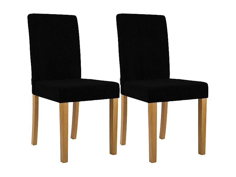 Lot de 2  chaise salle à manger - Cordon & Antique clair - Noir - Ina