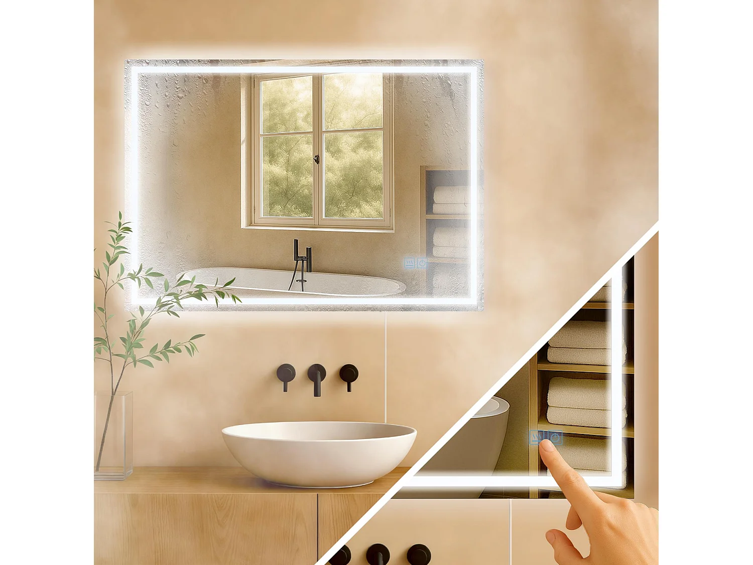 Miroir mural - carré - Verre - 70 x 3.5 cm - Verre clair - Jaffrey