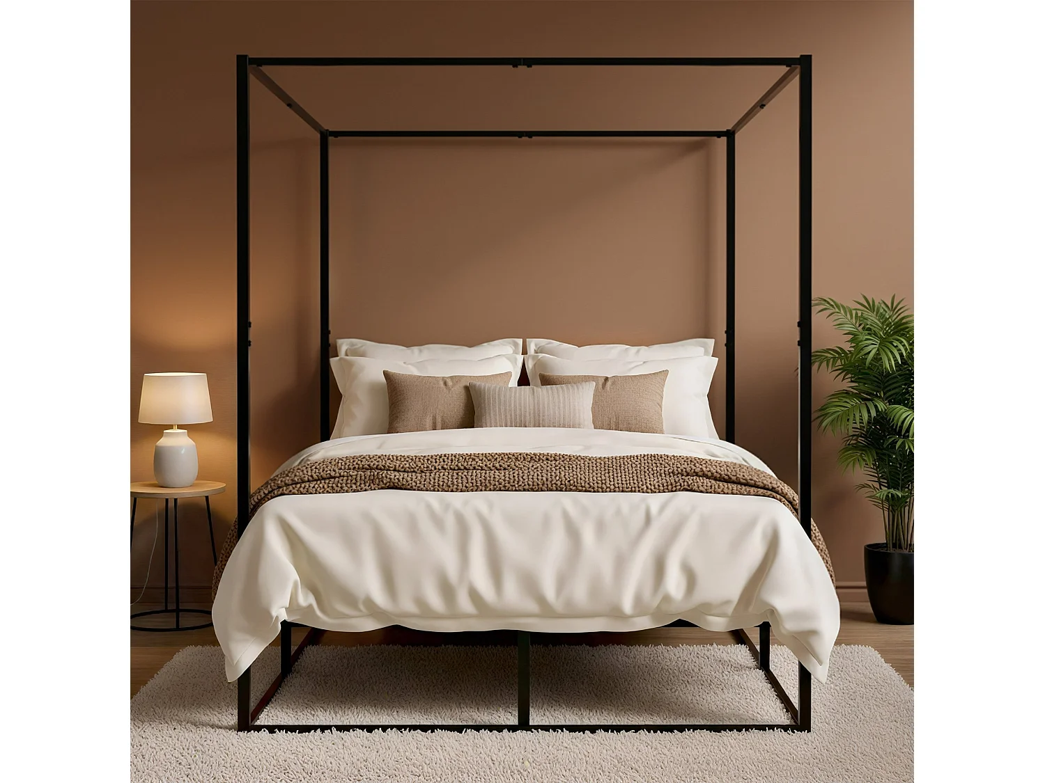 Lit en métal - Métal - 140 x 200 cm - Noir - Batoni