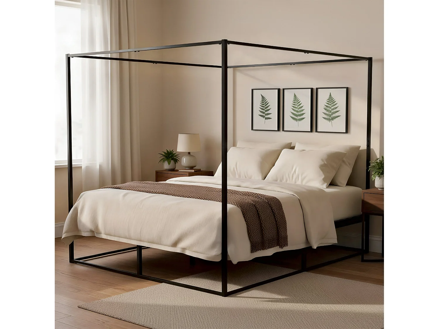 Lit en métal - Métal - 180 x 200 cm - Noir - Batoni