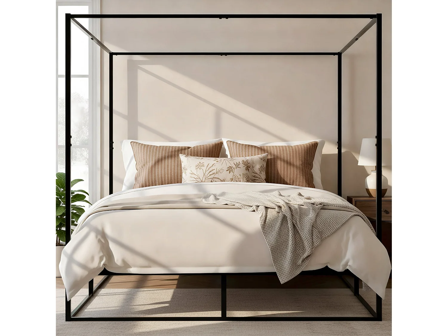 Lit en métal - Métal - 180 x 200 cm - Noir - Batoni