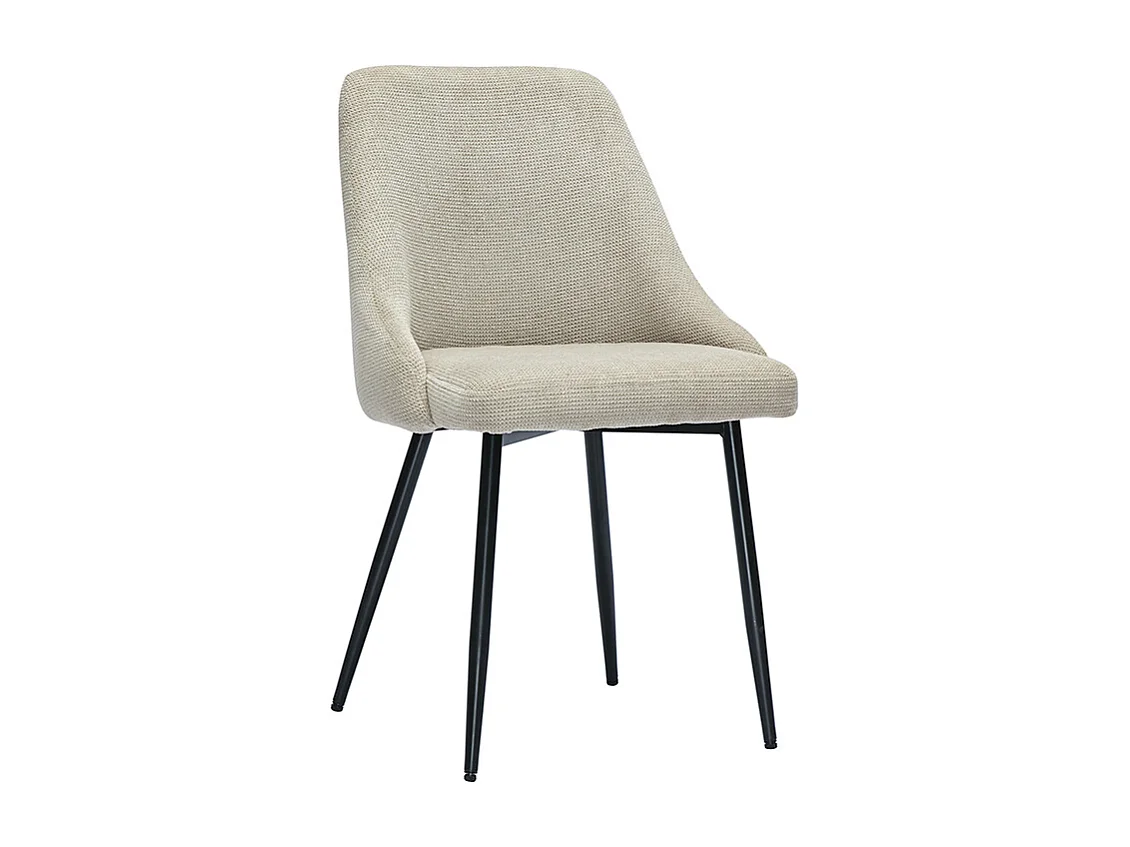 Stühle aus beigem Samteffekt-Textilgewebe und schwarzem Metall (2er Set) HASTA