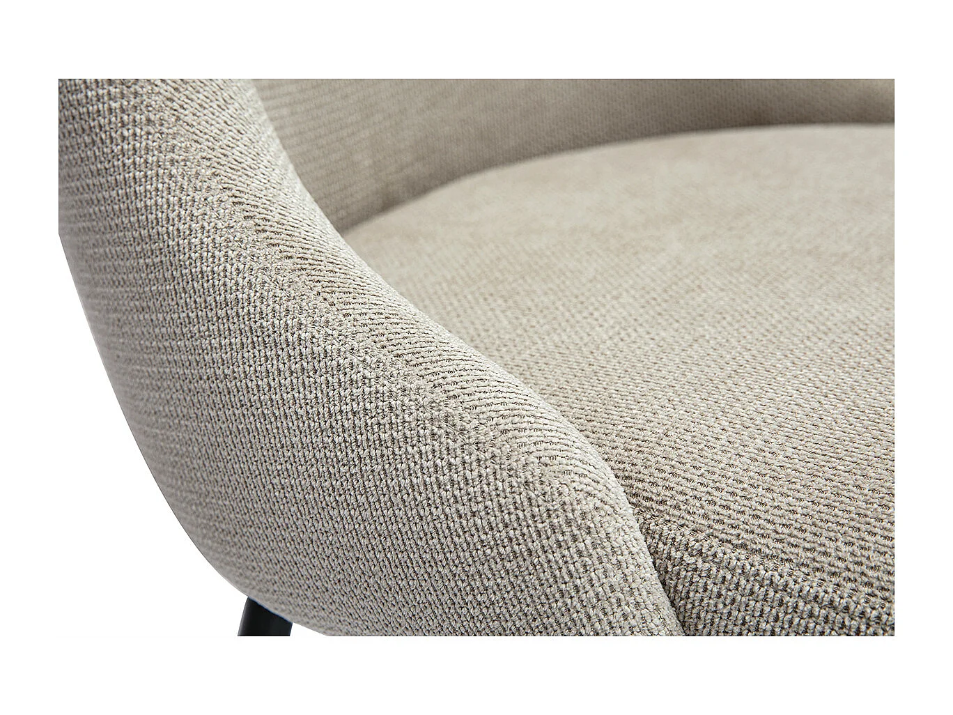 Stühle aus beigem Samteffekt-Textilgewebe und schwarzem Metall (2er Set) HASTA